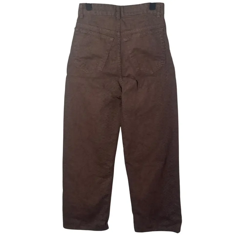 Zara Chocolate Brown Straight Leg Jeans Snakeskin Print Size 0‎